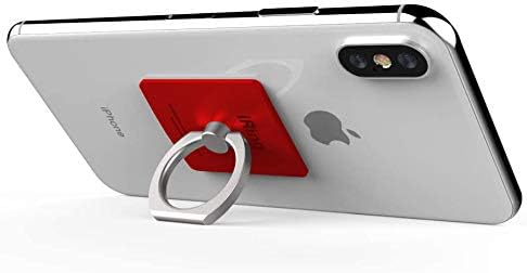 iRing Link, Made in Korea, Wireless Charging Friendly Phone Holder - Cell Phone Ring Grip Finger Holder and Stand Compatible with iPhone, Galaxy, and Other Smartphones(Metallic Red)