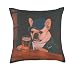 French Bulldog Drinking Beer Funny Dog Meme Vintage Throw Pillow