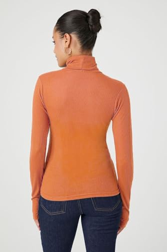 Image of Emmalise Womens Turtleneck Top Long Sleeves Fitted Ribbed Top