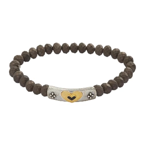 Alex and Ani Heart Stretch Bracelet,Two Tone,Two Tone,Bracelet, 6.5 inches to 8 inches