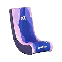 X-Rocker Lava Floor Rocker, Folding Console Gaming Chair - Ergonomic Support, Space-Saving Design, Rocking Base, Wipe-Clean Faux Leather for Kids - Pink