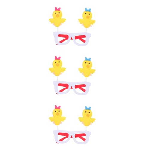 LUOZZY 3 Pcs Easter Chick Glasses Funny Party Eyewear for Adults Photo Booth Props Cartoon Festival Accessories Creative Costume Decorations