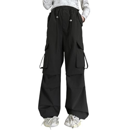 Girls Jeans Cargo Pants Wide Leg Baggy High Elastic