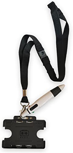 Cordón negro de 15 mm con 3 puntos (triple) Breakaway, soporte de tarjeta horizontal y bolígrafo de cordón de 4 colores Cover