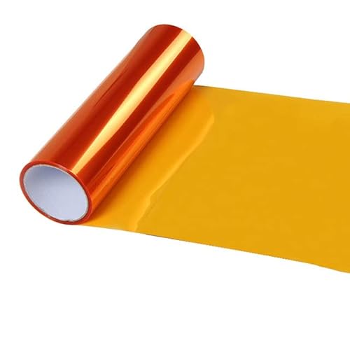 12” X 48” Orange Tint Air-Release Vinyl Wrap Film Roll For Car Headlight, Taillight, Fog Lights With Squeegee + Cutter（Orange） #TOP1