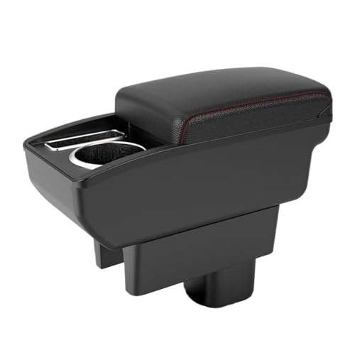 スイフト 2005-2023年式対応 アームレスト センターコンソール アクセサリー 内装収納ボックス 改造用品 USB(A1 Black red NO USB)