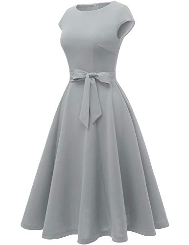Image of DRESSTELLS Women's Cocktail Dresses, Formal Wedding Guest Modest Church Vintage Tea Party Midi Evening Dress