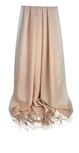 Großer Damen Schal Rosa/Beige 180 * 78 cm - Leichter, Dünner, Warmer XXL Schal Stola für Damen/Hijab