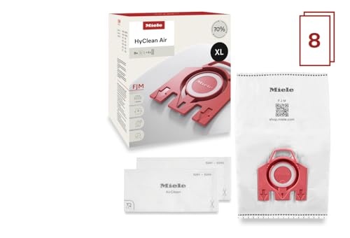 Image of Miele Genuine FJM HyClean Air Vacuum Cleaner Bags for Miele Complete C1, Compact C1, Compact C2, S6 & S4 Vacuum Cleaners, XL Pack of 8 Vacuum Bags and 4 Filters