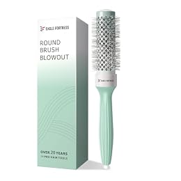 Eagle Fortress Round Brush for Blow Out, Thermal Ceramic Hair Brush for Blow Drying with Ionic Bristle for Professional Blowout Brushing - Green, 1.26 inch