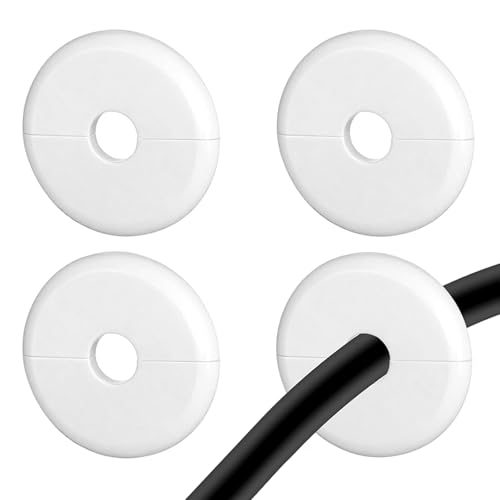 YANAJIAJIA 4 Pack Cable Grommet Silicone Wall Cable Cover for 1 Inch Hole Flexible Cord Pass Through Bushing for Home Office & TV Setup Wire Hole Tidy for Neat Cable Management - White