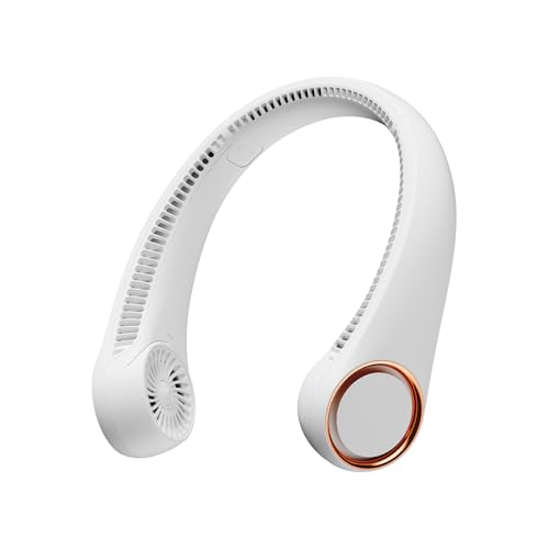 gaiatop Portable Neck Fan Rechargeable Hands-Free 360 Cooling Max 23.5hrs Runtime Lightweight Personal Wearable Fan Neck Cooler Summer Outdoor Travel Essentials Gifts for Men Women White