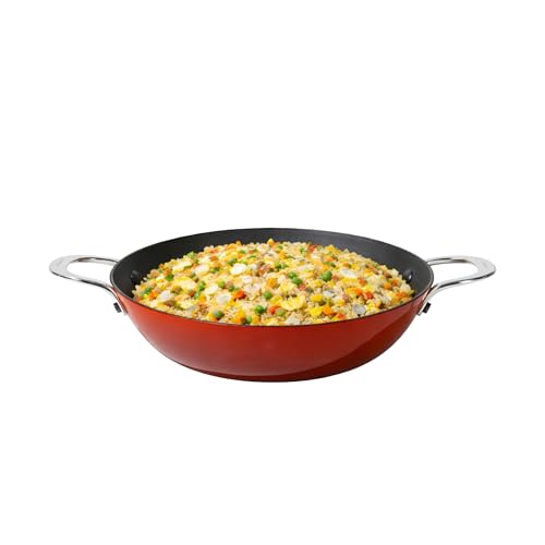 Image of CUMIN CO. Enamel Cast Iron Kadai LITE | 4L, 28 cm |5 Years Warranty | Non Toxic Heavy Bottom Kadhai for Frying | Induction & Gas Compatible | Chemical Free Coating | Color: Rust