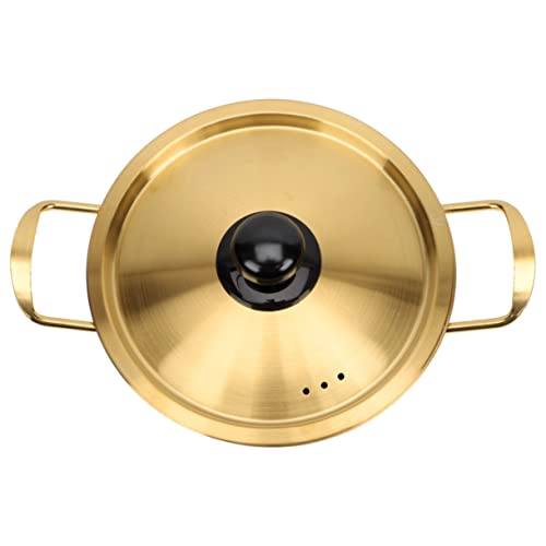 TOYZFRIENDY Olla para Ramen Coreano de Acero Inoxidable con Tapa Olla para Sopa y Fideos Ligera y Portátil para Camping y Cocina Doméstica