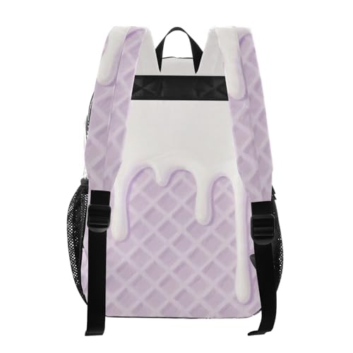 Waffle Grid Ice Cream Purple Clear School Backpacks Clear Book Bags With Side Pocket See Through Heavy Duty For2