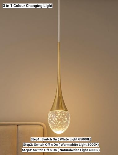 Image of FILLISKA 3 in1 Colour Changing LED Luxurious Hanging /Pendant Light (FrenchGold-MX8114)