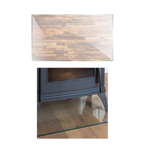 TMK ArtDeko Pannello in vetro per camino, piano rettangolare in vetro di sicurezza ESG per una protezione ottimale dalle scintille, 60 x 52 cm