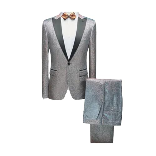 Men Singer Host Stage Performance Suit Two-Piece Wedding Party Casual Dress