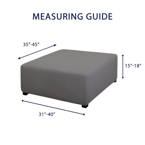 Image of PureFit Stretch Square Ottoman Cover 40x40x15 Footstool Cover, Gray