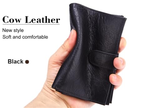 Mens Wallet with Snap Button Closure Large RFID Blocking Bifold Wallets Genuine Leather Card Holders2