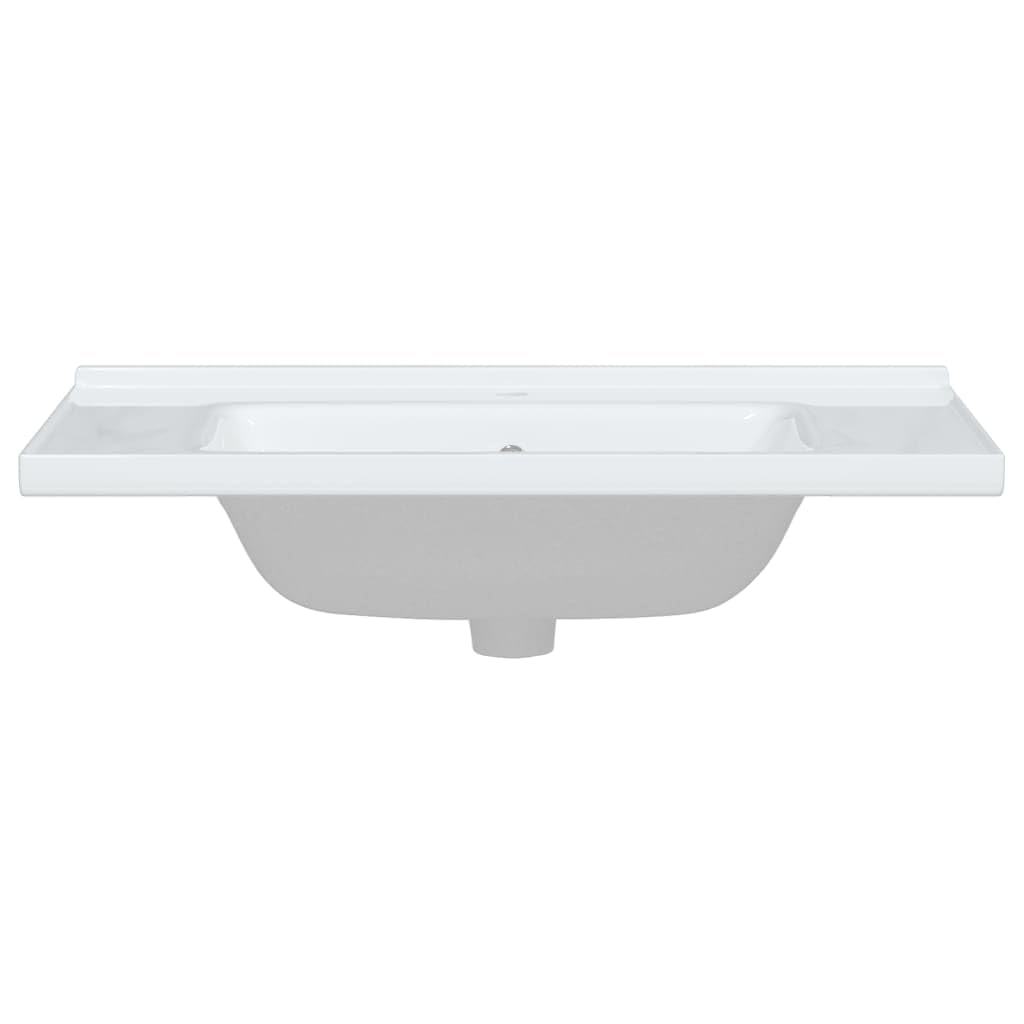 Évier de Salle de Bain Blanc 81x48x19,5 cm Rectangulaire Céramique Finition Brillante Lavabo de Lieu de Travail avec Trou de Trop-plein Vasque pour Toilettes Salles d'eau Facile à Nettoyer