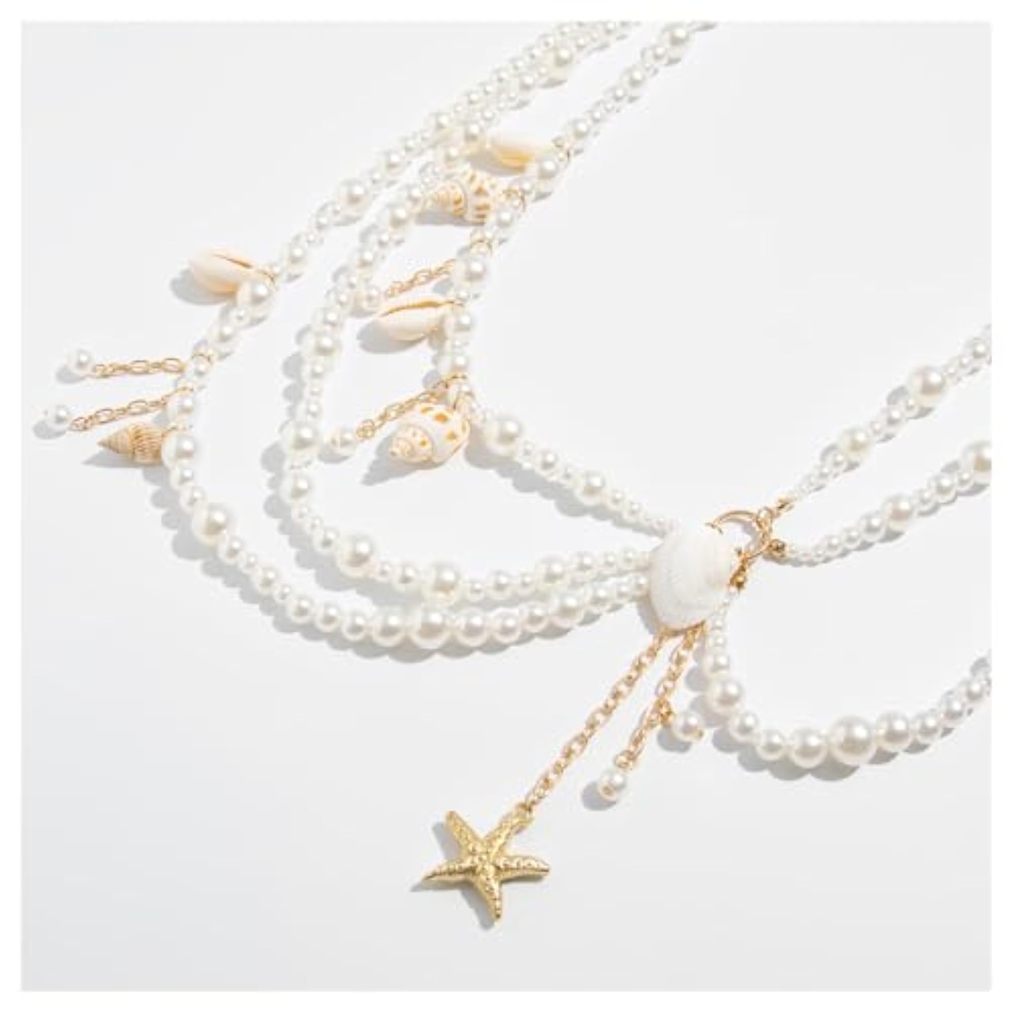 Women's Multi-layered Pearl Shell Conch Pendant Waist Chain, Beach Festival