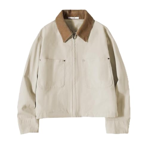 Zoziiee Womens Cropped Bomber Jacket Corduroy Collar Barn Coat Lightweight Utility Zip Up Cotton...