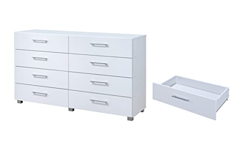 Hodedah 8-Drawer Dresser, White #TOP4