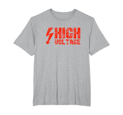Danger Warning Electricity | High Voltage Helloween Costume T-Shirt, Men's Big and Tall, Heather Grey, 6X Tall