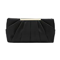 CHARMING TAILOR Clutch Evening Bag Elegant Pleated Satin Formal Handbag Simple Classy Purse for Women (Black) — image 3