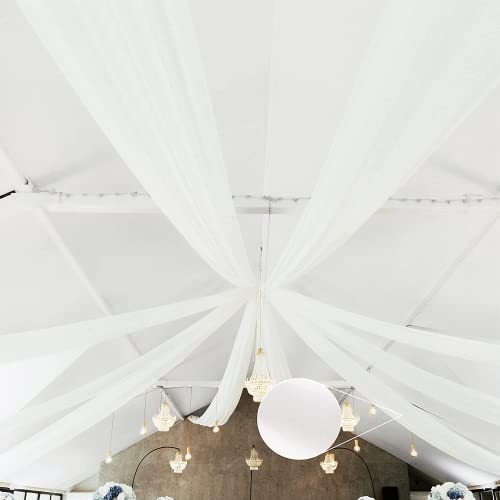 WEDLINE Tenture mariage intissé 80CM X 100M - plafond de decoration - Rouleau de tissu blanc découpable pour baby shower, communion, bapteme, anniversaire