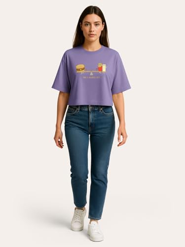 Image of HELLCAT Beige Printed Loose Fit Crew-Neck Crop T-Shirt for Women