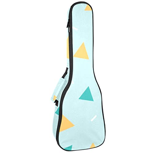 Sac à dos ukulélé rigide à motif triangle géométrique jaune bleu avec mousse 10mm