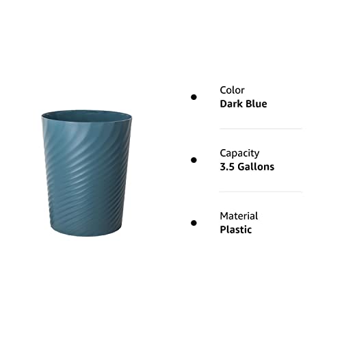 Uujoly Plastic Trash Can Wastebasket, Garbage Container Basket For Bathrooms, Kitchens, Offices, Kids Rooms (Dark Blue, 1 Pack) #TOP3