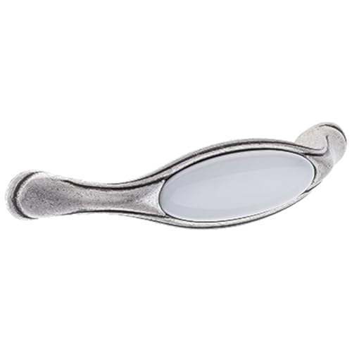cyclingcolors 1x Poignée de meuble vintage zamak finition nickel argent étain porcelaine céramique entraxe 96 mm tiroir armoire avec vis