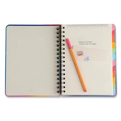 Planner Wire-o Pastel, Rosa, Mensal e Semanal, 96 Folhas, Papel Pólen 80g/m², Tamanho A5 (Grande)