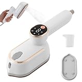 ALEENFOON Steamer Dampfglätter mit LED-Anzeige 2-in-1 Reisebügeleisen 3+1 stufiger Dampf 1200 W Reise Steamer mit 180°drehbarem Griff Dampfglätter für Reisen, Zuhause, Büro (weiß)
