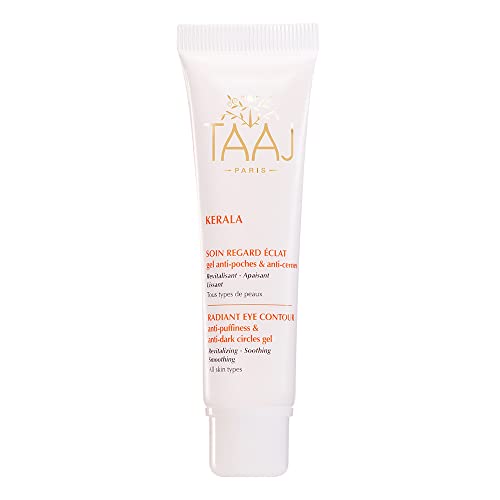 TAAJ | Soin Regard Éclat - KERALA | Gel Anti-Poches & Anti-Cernes | Atténue les marques liées à la Fatigue & Stress | Riche en actifs Régénérants | Lisse le contour de l’oeil| Aloe Vera | 30 ml Cover