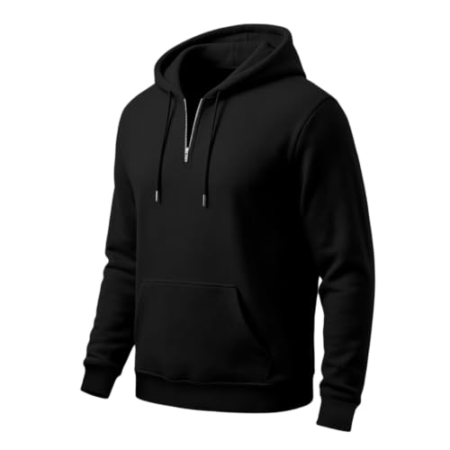 Mens Hoodies Quarter Zip Fleece Oversized Sweatshirt with Pocket - image 8