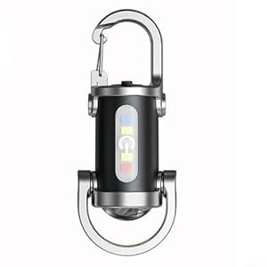 Wiederaufladbare LED-Schlüsselanhänger-Tasch... mit externer USB-Bank-Funktion für Wandern, Camping und Verwendung mit schwarzem Finish