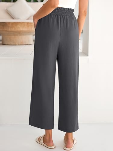 Image of ANRABESS Womens Wide Leg Palazzo Pants Summer Beach High Waisted Cropped Flowy Pants 2026 Dressy Casual Trousers with Pockets