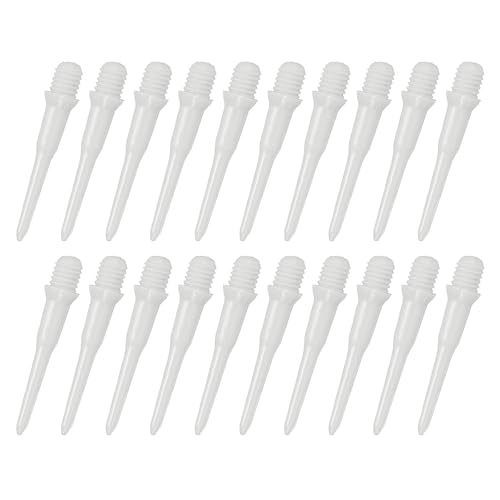 YOKIVE 50 Pcs Plastic Dart Tips, Game 2BA Thread Soft Darts Tips Replacements Dart Accessory | Indoor Outdoor Play (White)
