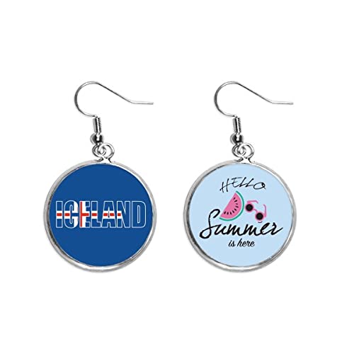 Pendientes de sandía con bandera de Islandia ligeros que no pesan