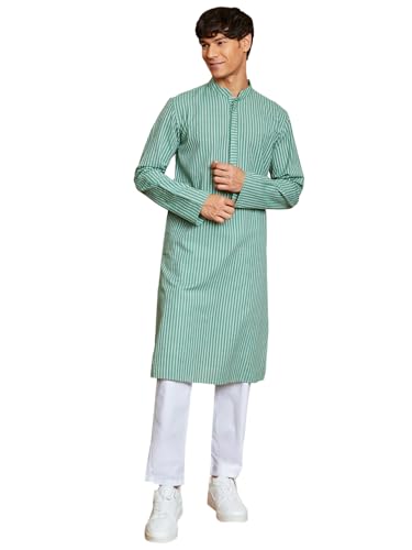 Kurta pyjama en coton Vastramay vert 38 évite la chaleur en fête