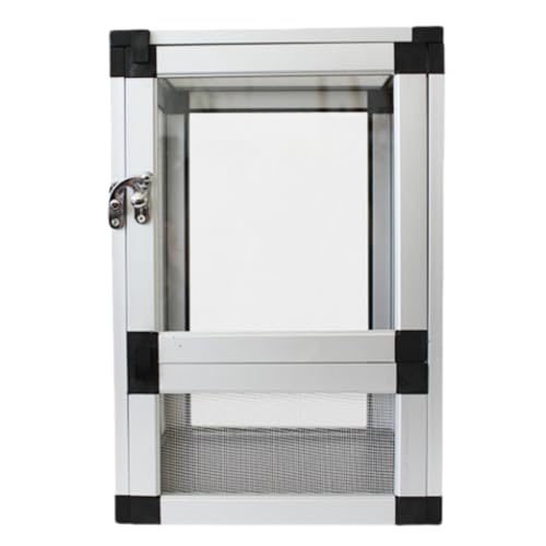 Vifxucy 爬虫類ケージ飼育箱給餌箱両生類昆虫飼育容器トカゲケージ換気と通気性取り外し可能な飼育セットアクリル素材カメ、ヤモリ、クモ、サソリ、ハリネズミ、カエル、ヘビなどの動物に適しています (シルバー色(ネット+アクリル扉),20*20*30cm)