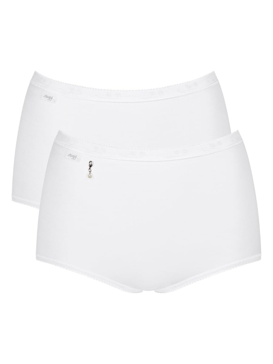 Sloggi Women's White Pearl Basic+ Pearl Midi 2 Pack Briefs White L - 14