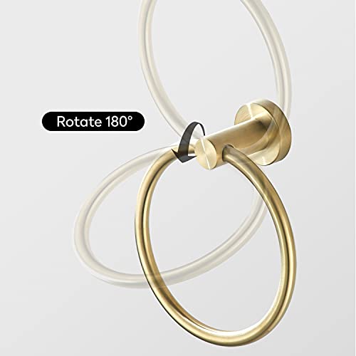 Gold Toilet Paper Holder Towel Ring, Brushed Gold Bathroom Accessories Hand Towel Holder Wall Mount Bath Hardware Set Tissue Roll Holder with Double Post SUS304 Stainless Steel 2pc1