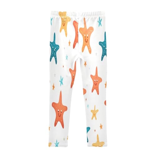 Bolaz Toddler Girls Leggings Printed Yoga Pants Leggings Orange Blue Starfish for Kids2