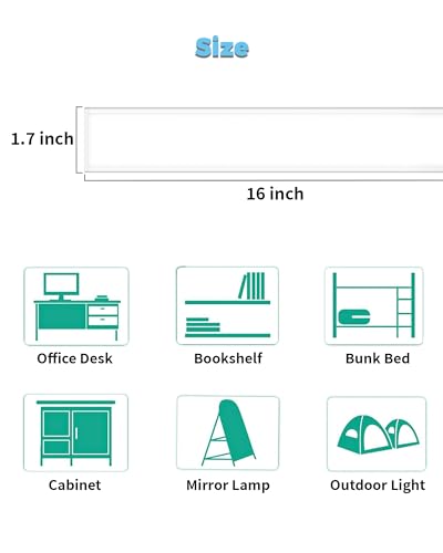 Image of ASOKO Plug-in Under Desk Light, 16Inch LED Workbench Lights with Super Brighten 700Lumen and Smart Memory Function,3 Temps (3000K /4000K /6000K) for Kitchen Sink /Desk /Workbench