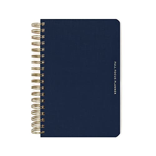 Full Focus Leather Coil Planner by Michael Hyatt - The #1 Daily Planner to Set Annual Goals Increase Focus Eliminate Overwhelm and Achieve Your Biggest Goals - Hardcover (Navy Blue)